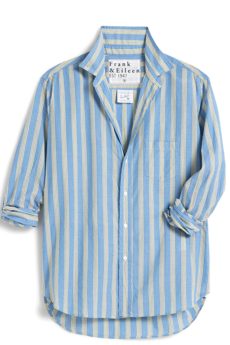Frank and Eileen "Eileen" Button Up Shirt in Blue, Yellow Multi Stripe