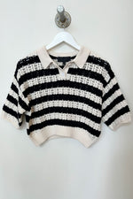 NO.6 Porto Polo Cotton Knit in Black and White