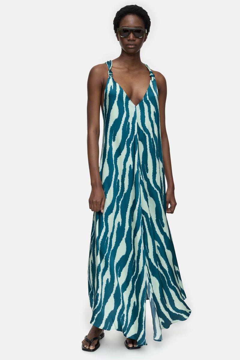 Closed Maxi Dress Knotted Straps in Midnight