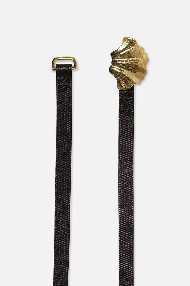 Frame Gingko Leaf Belt in Black