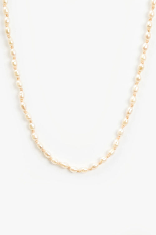 Clare V Freshwater Rice Pearl Necklace with Blush Thread
