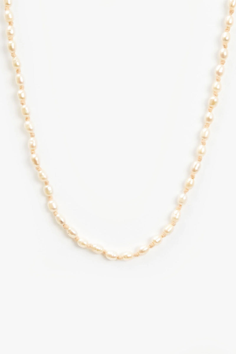 Clare V Freshwater Rice Pearl Necklace with Blush Thread