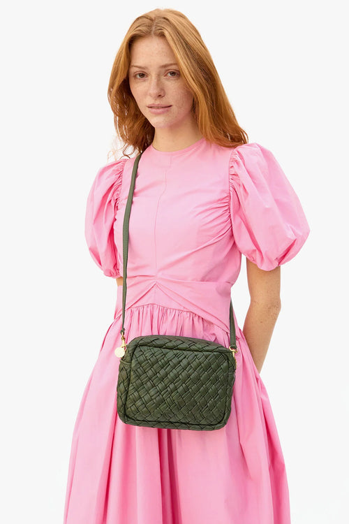 Clare V Army Midi Sac in Puffy Woven Leather