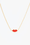 Clare Vivier Lips Necklace in Vintage Gold and Poppy
