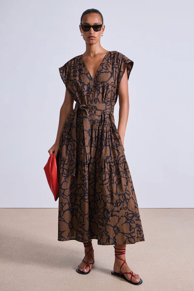 Apiece Apart Agathe Tier Maxi in Large Lace Chocolate Floral