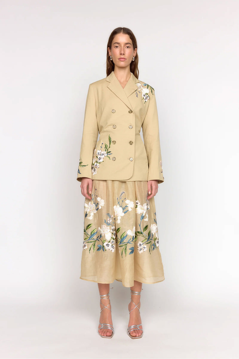 Christy Lynn Brenna Blazer in Sand Embroidery