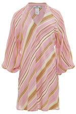 Devotion Twins Agios Sostis Short Dress in Multi Pink Stripe
