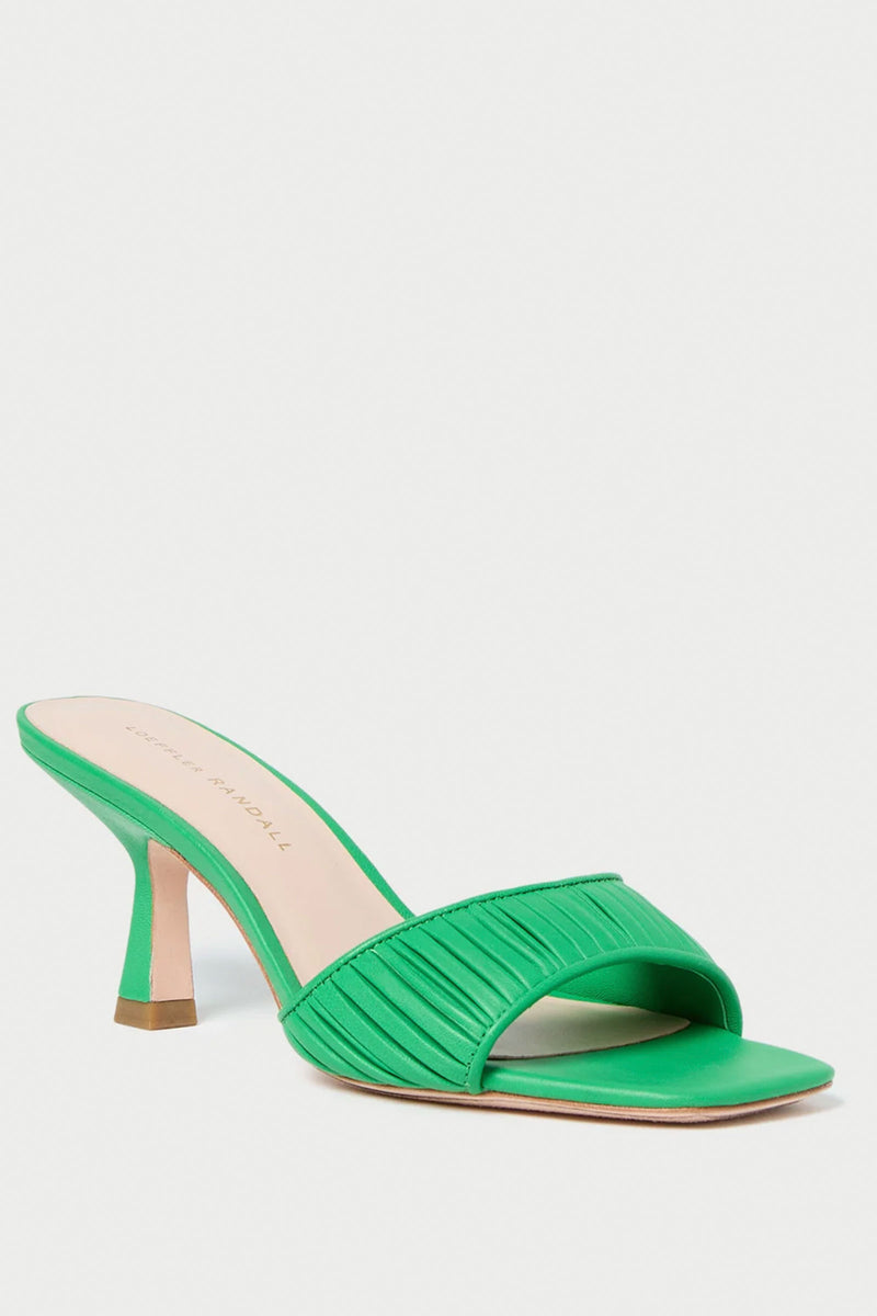 Loeffler Randall Naima Gathered Mid Heel Mule in Green