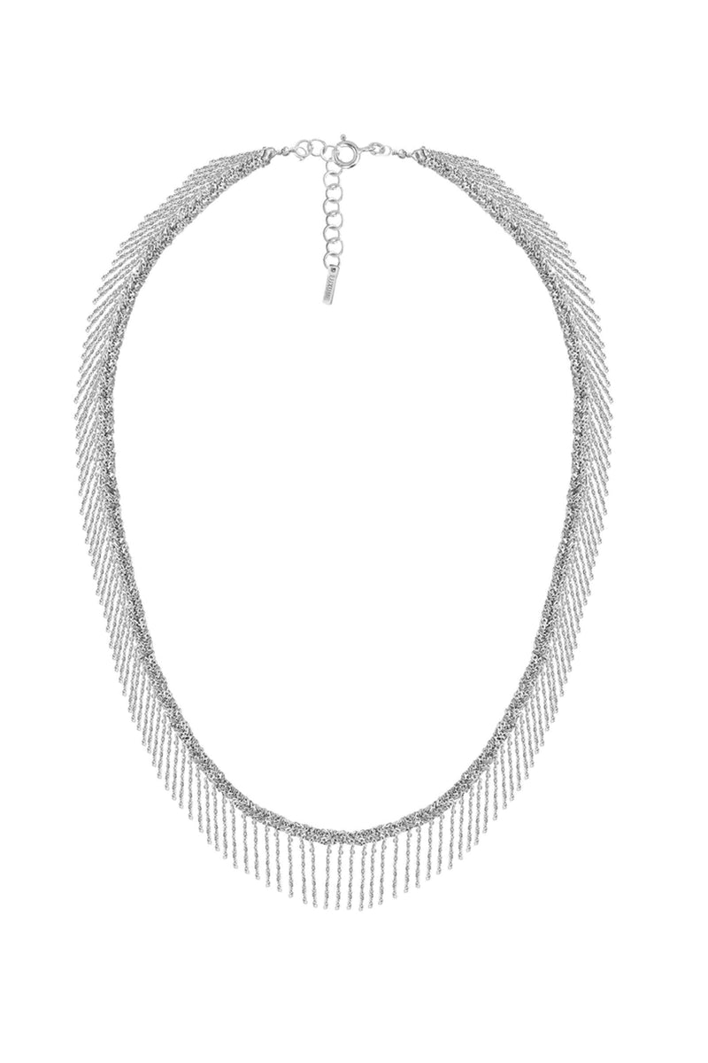 Marie Laure Chamorel Fringe Short Necklace in Silver Grey