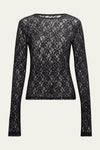 Frame Mesh Lace Crewneck in Black
