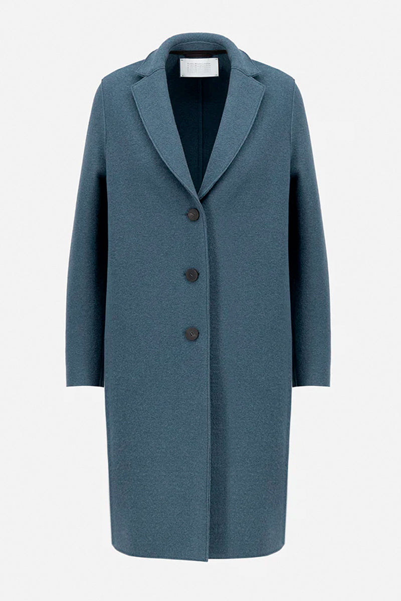 Harris Wharf London Overcoat Boiled Wool in Steel Blue