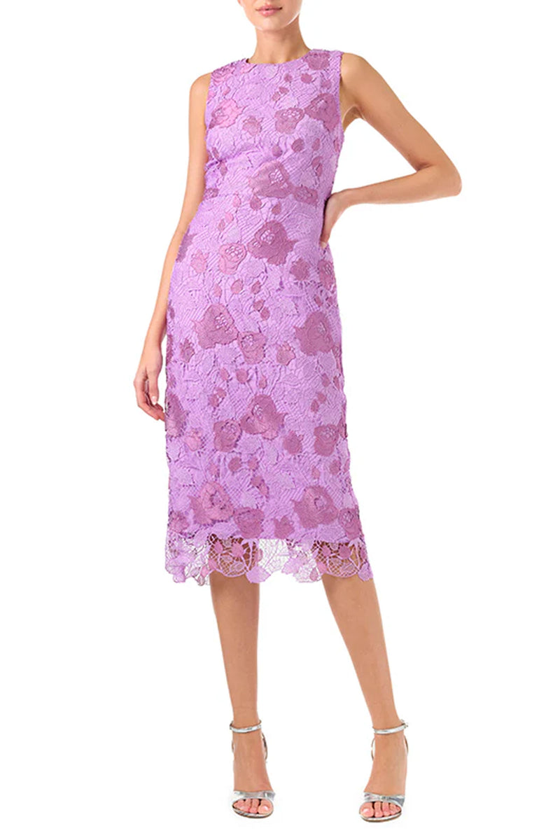 Monique Lhuillier Soraya Lace Short Dress in Lilac Pearl