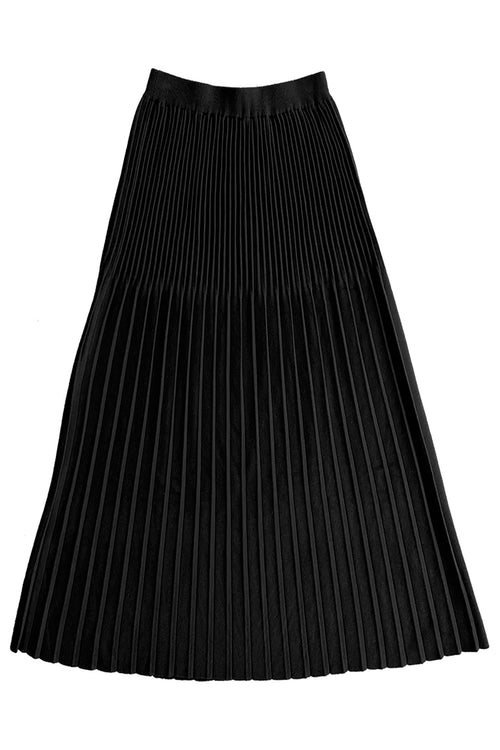 Ali Golden Knit Pleated Midi Skirt