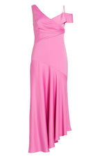 Monique Lhuillier ML Marin Satin Midi Dress in Candy Pink