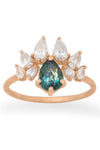 Valley Rose Paradisus Ring with Green Sapphire and White Diamonds