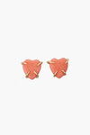 Clare V Stone Heart Studs in Vintage Gold and Coral