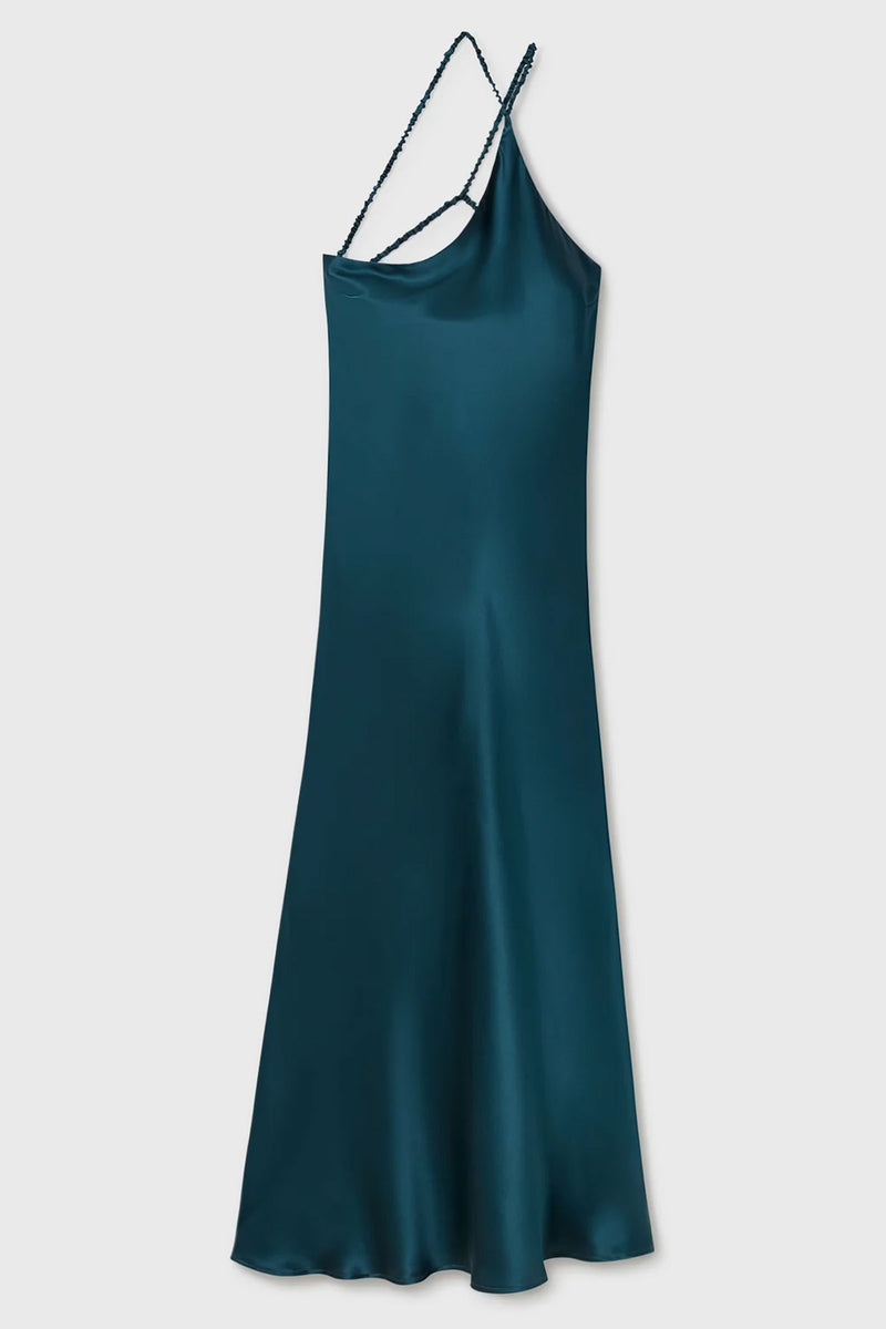 Silk Laundry Slope Dress in Teal