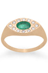 Valley Rose Rhea 14k Gold, Emerald and Diamond Signet Ring