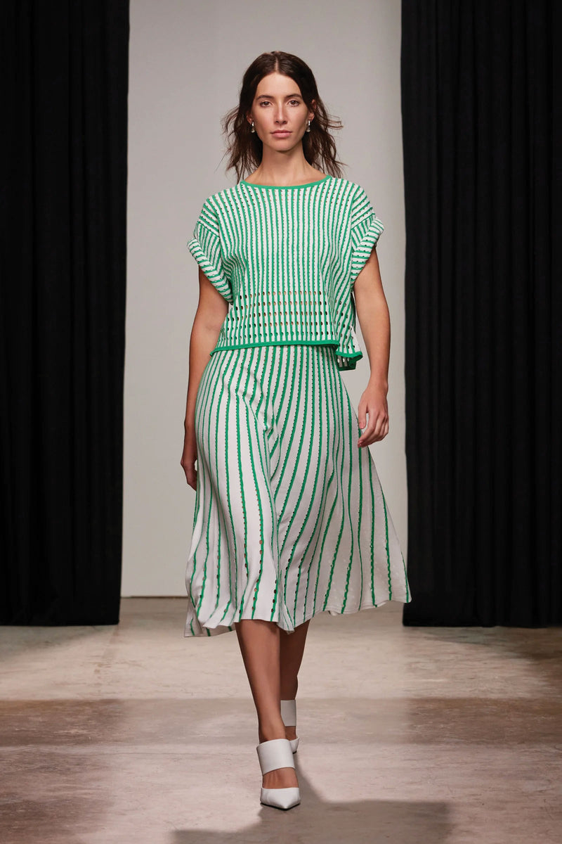 Christy Lynn Nellie Top in Pinstripe Green