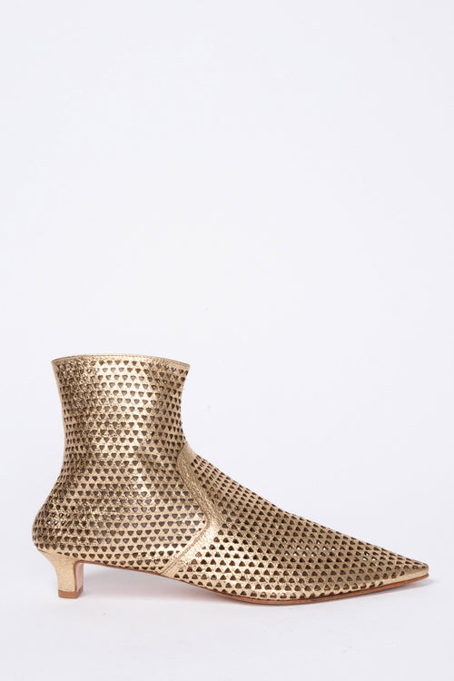 Rachel Comey in Pimm Bootie Tiny Punched Boots in Gold