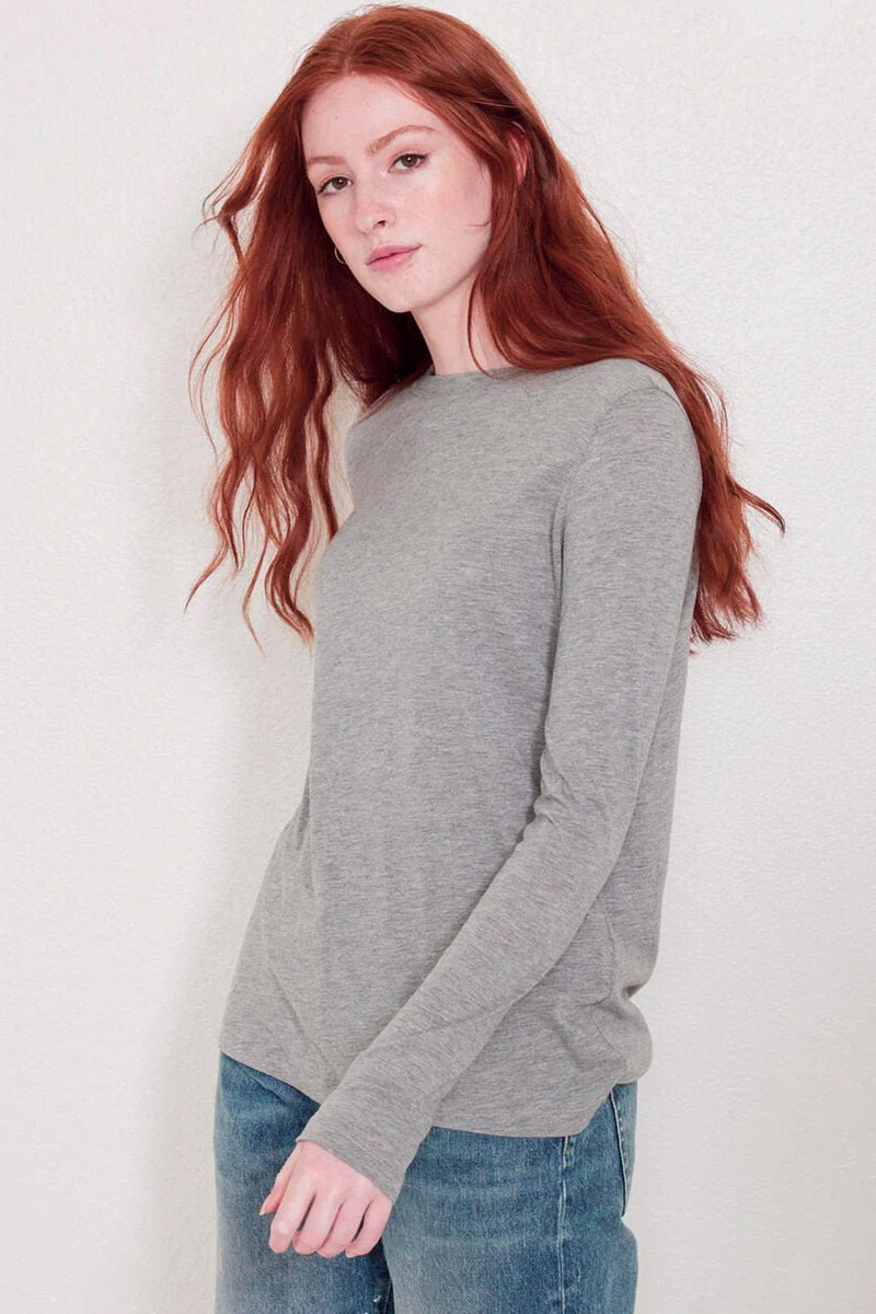 Not Monday Julianne Long Sleeve Top in Grey