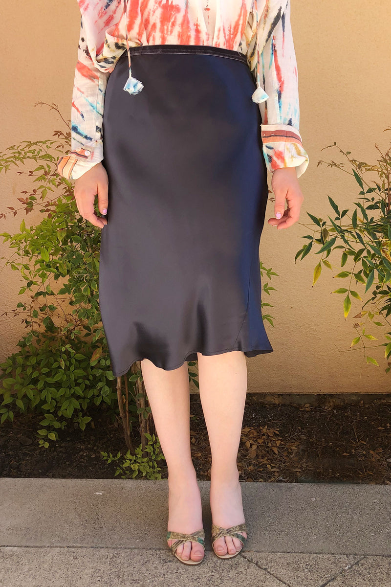 Go Silk Go Luxe Bias Skirt in Midnight