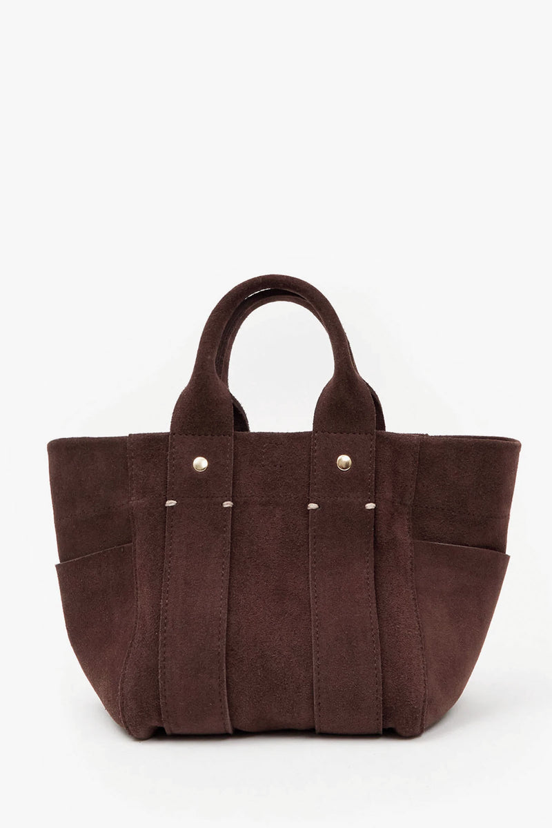 Clare V Le Petit Box Tote in Chocolate Suede