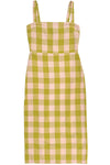 Ali Golden Column Dress in Chartreuse/Pink