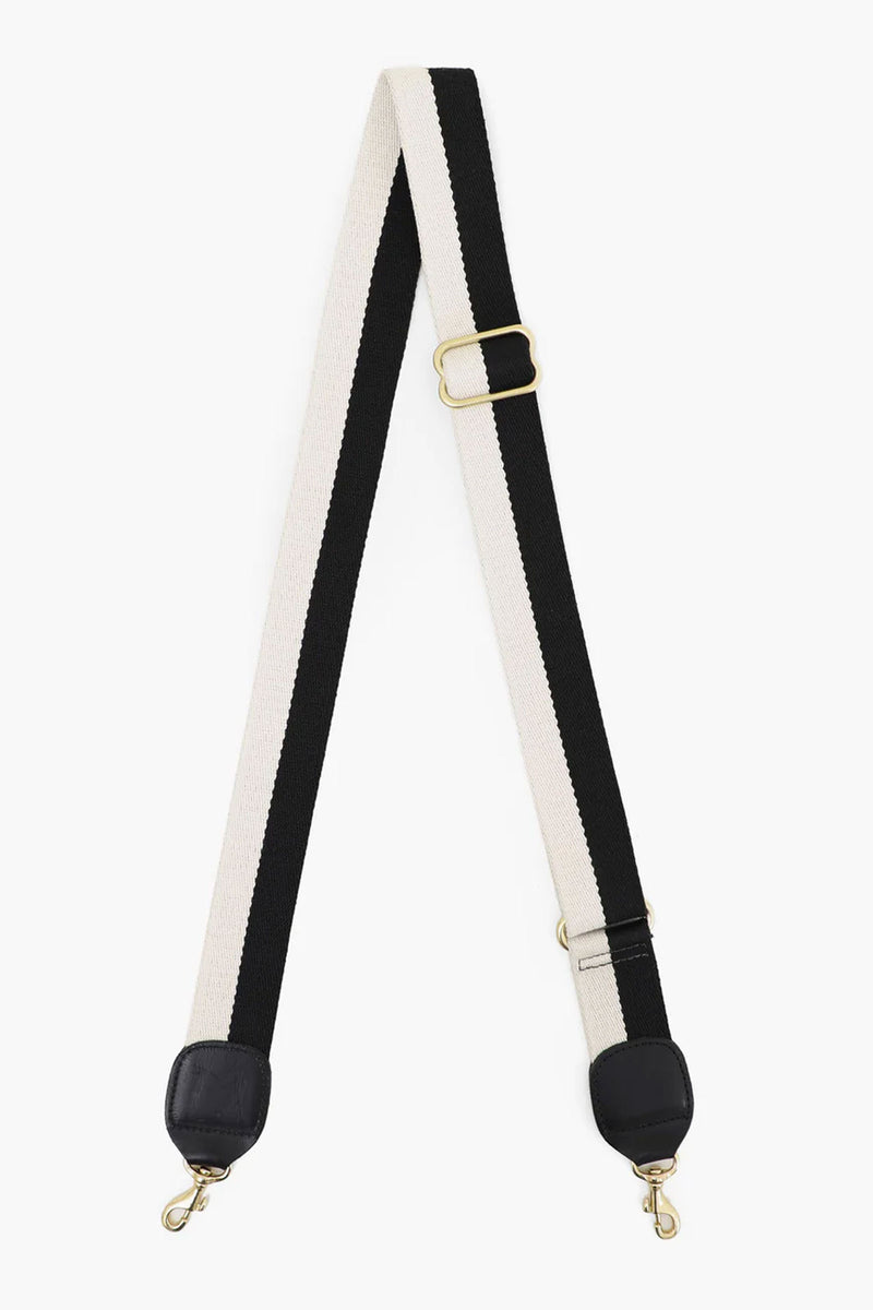 Clare Viver Adjustable Strap in Black and White Cotton Webbing