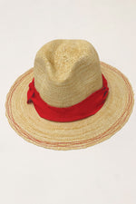 Lola Ehrlich "Rise N Shine" Straw Hat in Oatmeal and Red