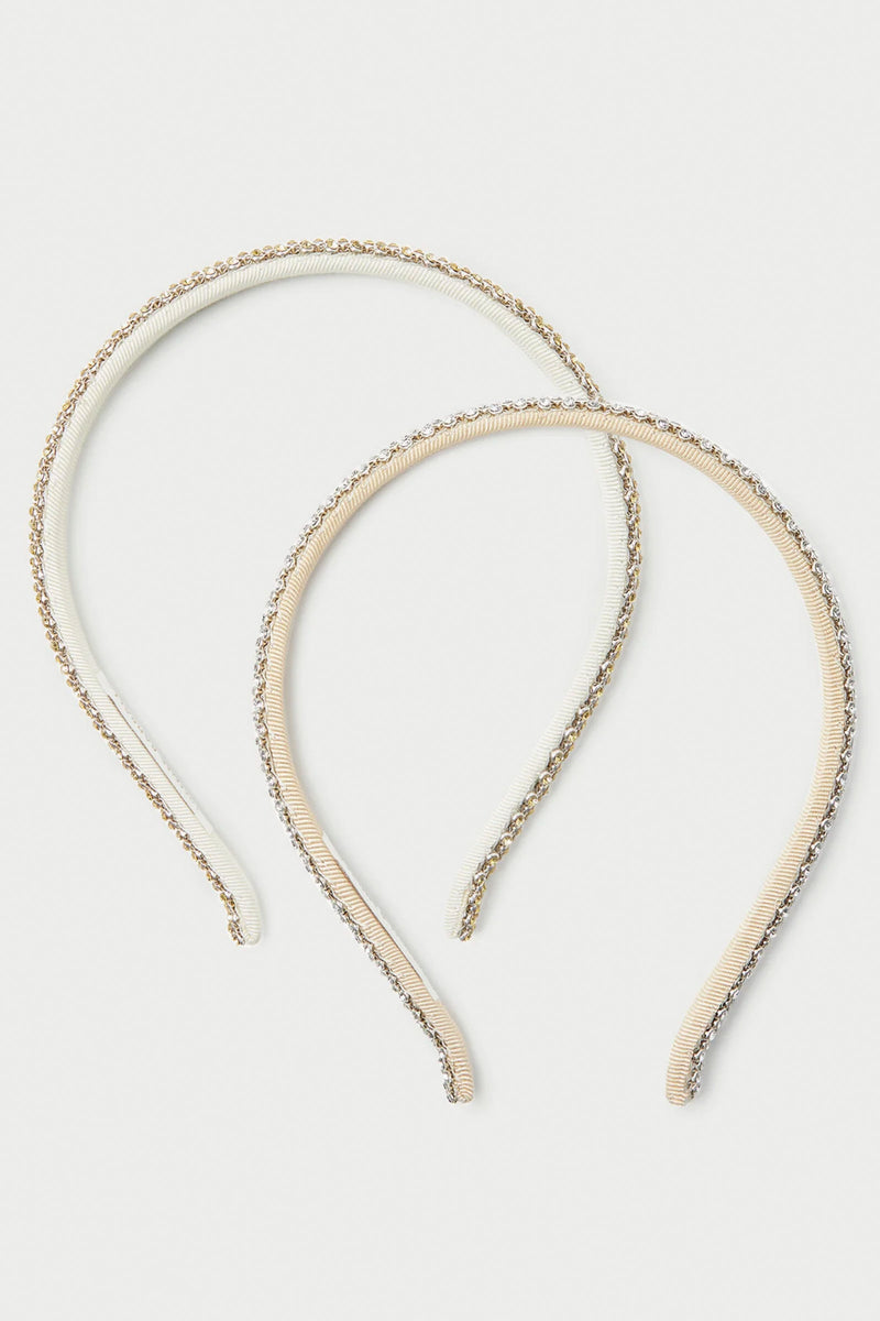 Loeffler Randall Anya Diamante Skinny Headband Set in Gold Hay
