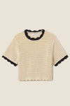 Trovata Jules Sweater T-Shirt Antique White with Black Trim