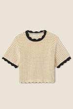 Trovata Jules Sweater T-Shirt Antique White with Black Trim