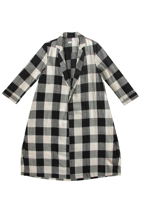 Ali Golden Notch Jacket in Black Cream Check