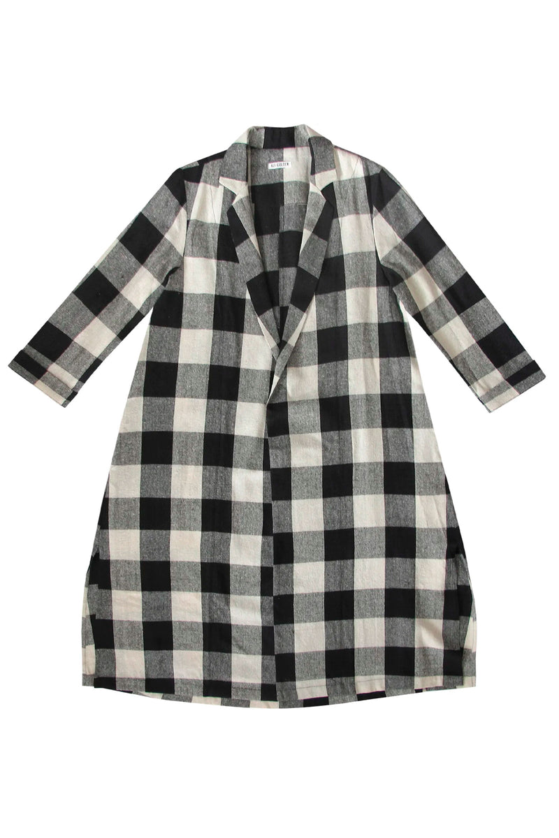 Ali Golden Notch Jacket in Black Cream Check