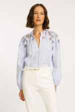 Caballero Riana Blue Micro Stripe Top