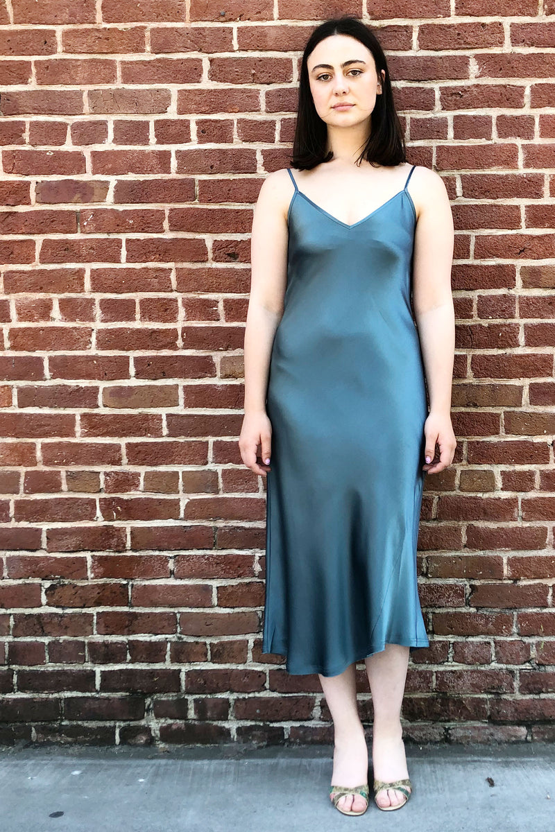Go Silk Go Slip Dress in Sea Glass