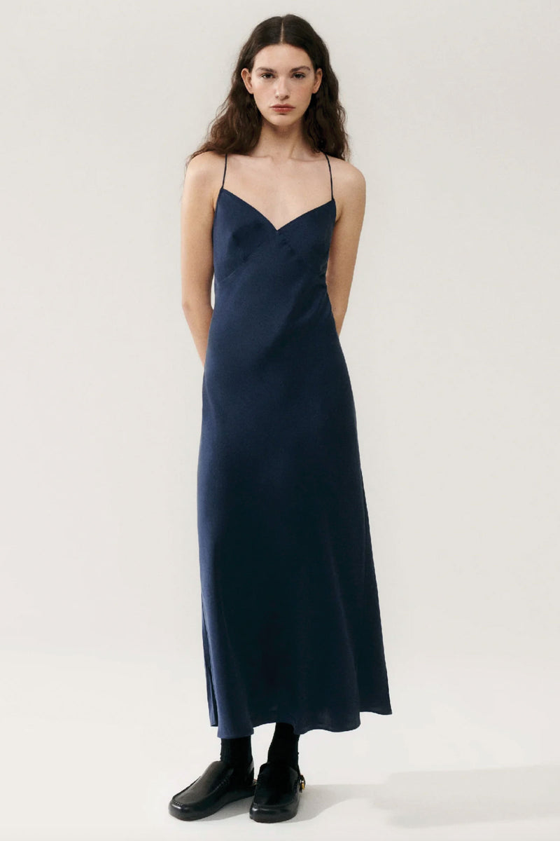 Silk Laundry Deco Rouleau Dress in Midnight