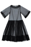 Ali Golden Side Ruffle Mesh Dress in Black