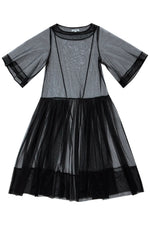 Ali Golden Side Ruffle Mesh Dress in Black