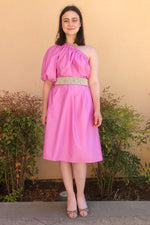 Devotion Twins Sfakia One Shoulder Dress in Collage Violet