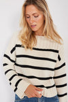 Not Monday Madison Stripe Pullover Sweater in Ivory Stripe