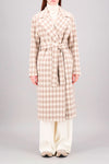 Harris Wharf Double Breasted Long Belted Coat in Gingham