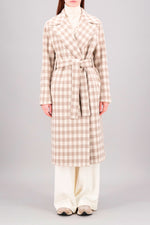 Harris Wharf Double Breasted Long Belted Coat in Gingham