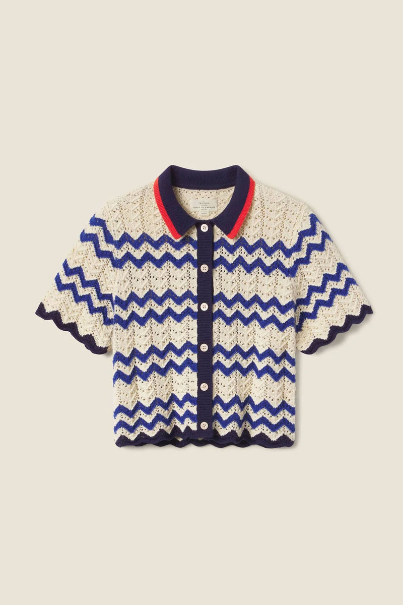 Trovata Paloma Cardigan In Blue Stripe