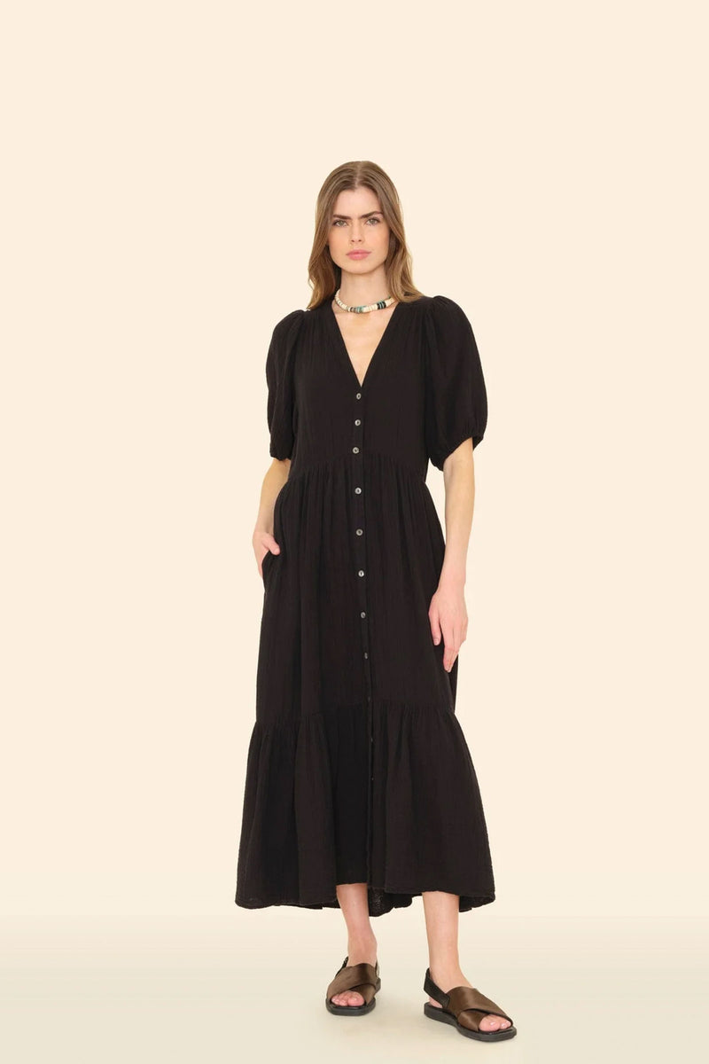 Xirena Lennox Cotton Gauze Dress Black