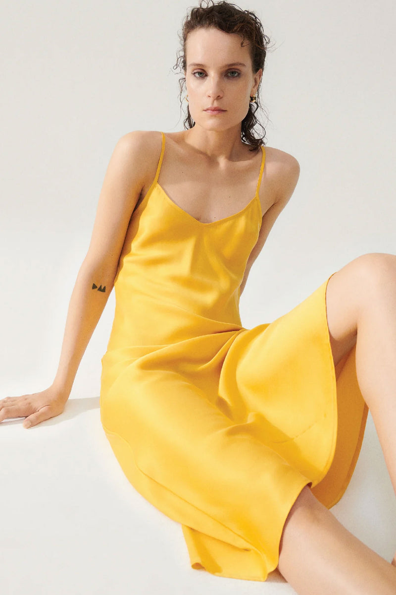 Silk Laundry 90's Slip Dress in Goldfinch