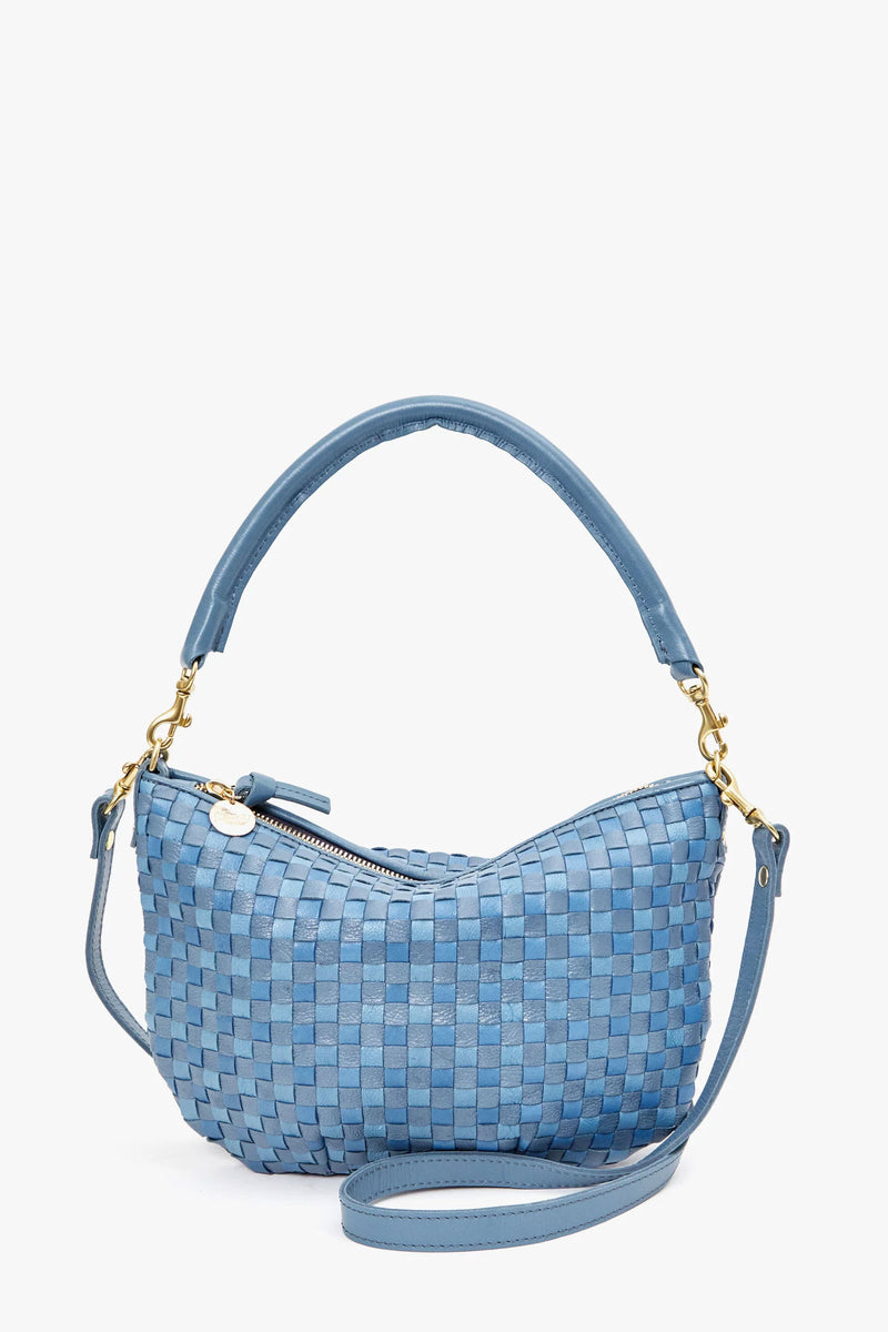 Clare V Petit Moyen Messenger in Jean Similaire Woven Leather Checker