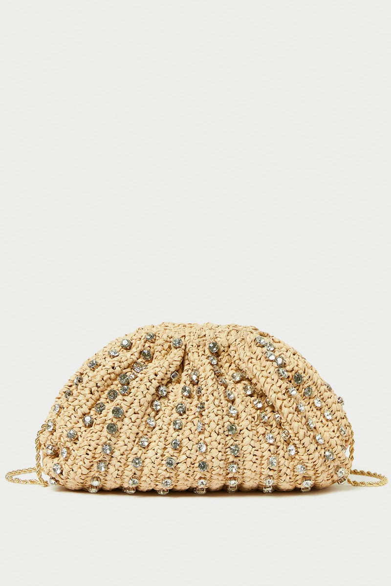 Loeffler Randall Bailey Pleated Clutch in Natural and Clear