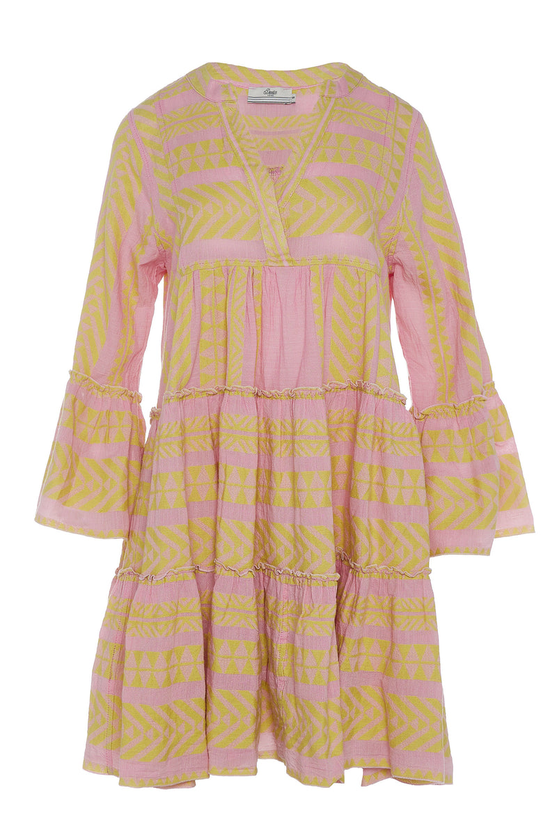 Devotion Twins Ella Short Dress in Yellow/Pink